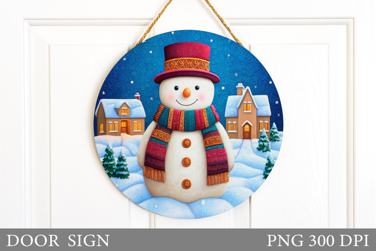 Snowman Door Sign Sublimation. Christmas Door Sign Design