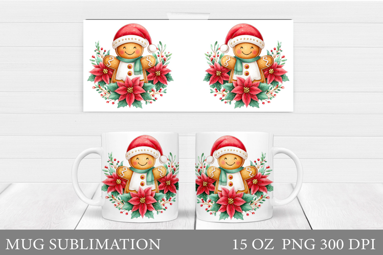 Cute Gingerbread Mug Design. Christmas Mug Sublimation
