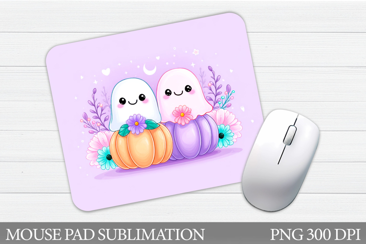 Cute Ghost Mouse Pad Design. Halloween Mouse Pad Sublimation