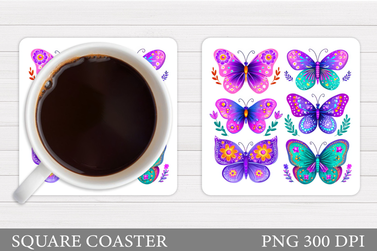 Butterflies Coaster Design. Butterflies Sublimation