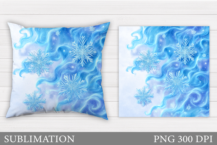 Snowflakes Pillow Design. Winter Pillow Sublimation