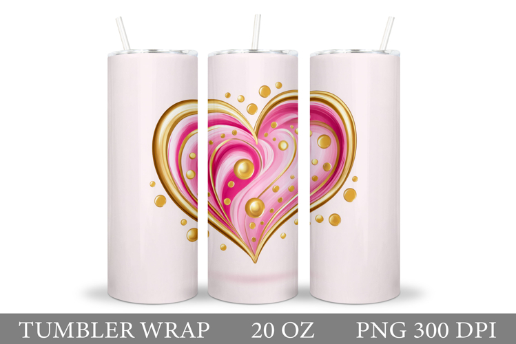 Heart Tumbler Sublimation. Valentines Tumbler Wrap Design