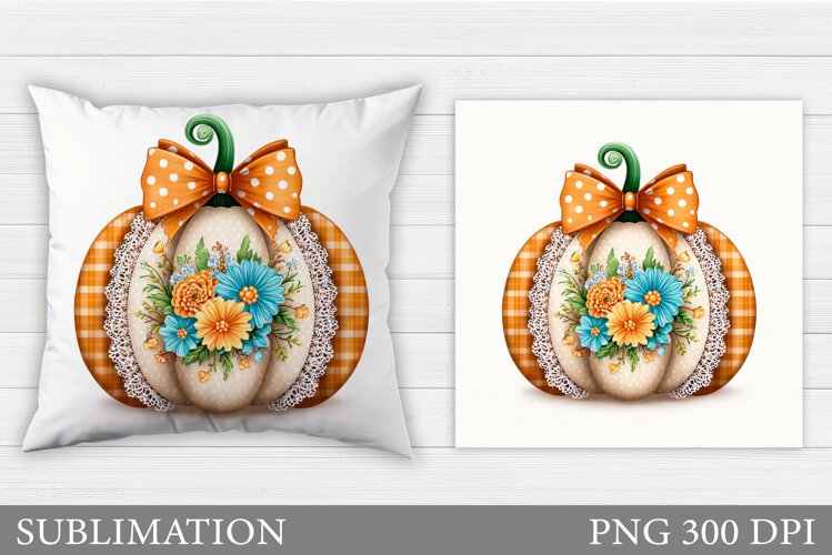 Pumpkin Pillow Design. Fall Pillow Sublimation example image 1
