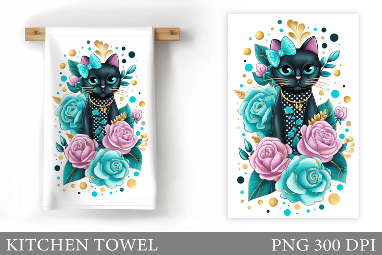 Cute Cat Kitchen Towel Design. Cute Cat Sublimation