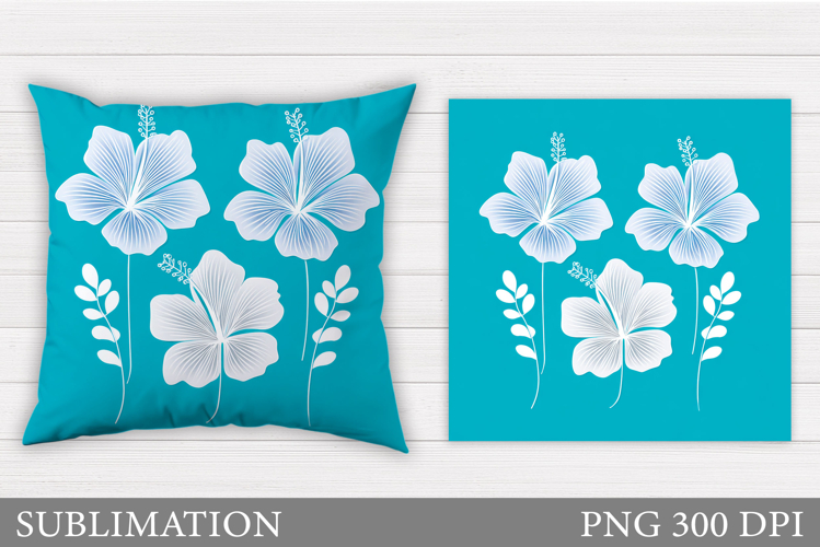 Hibiscus Pillow Design. Tropical Flowers Pillow Sublimation