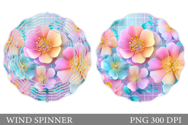 Flowers Wind Spinner Design. Floral Wind Spinner Sublimation