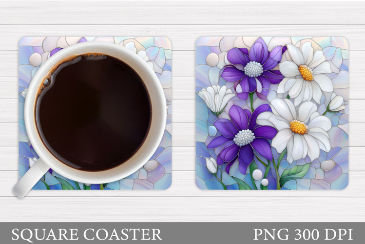 Flowers Coaster Sublimation. Floral Coaster Design
