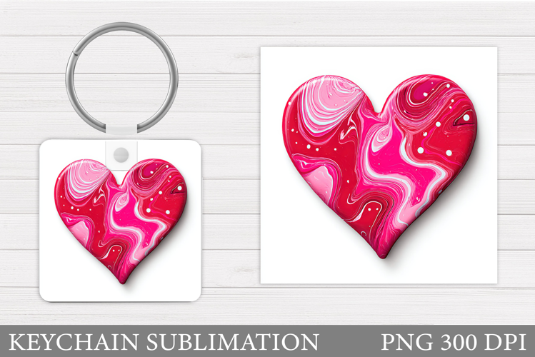 Heart Keychain Design. Valentine Keychain Sublimation