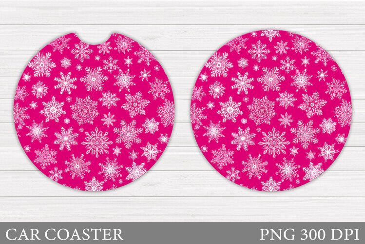 Snowflakes Car Coaster Design. Christmas Round Coaster example image 1