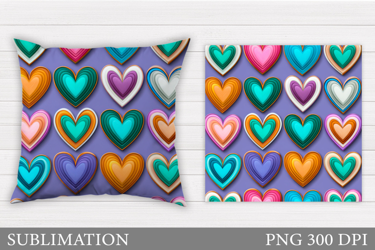 Hearts Pillow Design. Valentines Pillow Sublimation