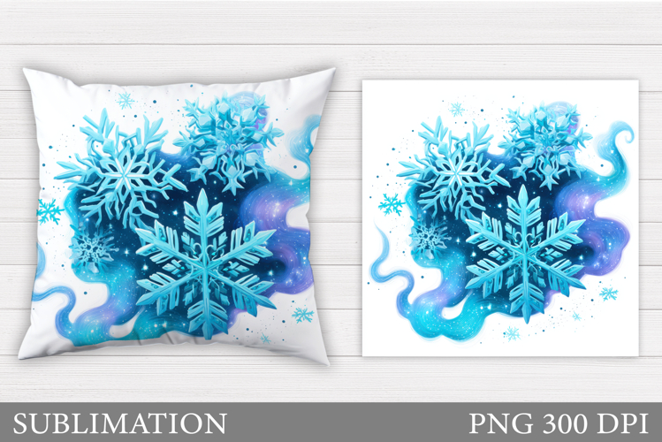 Snowflakes Pillow Design. Christmas Pillow Sublimation