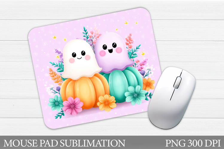 Cute Ghost Mouse Pad Design. Halloween Mouse Pad Sublimation