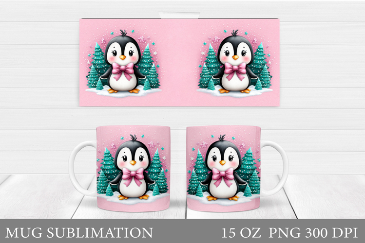 Christmas Penguin Mug Design. Christmas Mug Sublimation