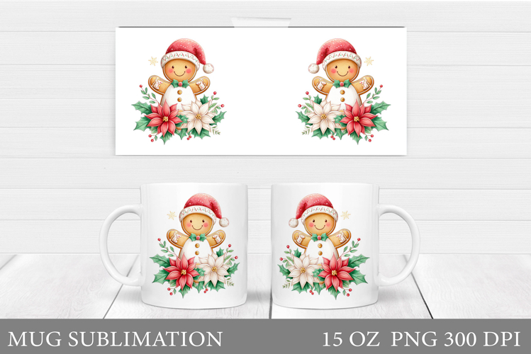 Cute Gingerbread Mug Design. Christmas Mug Sublimation