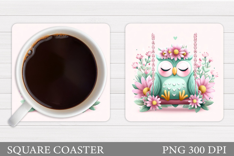 Cute Owl Coaster Design. Cute Owl Sublimation example image 1