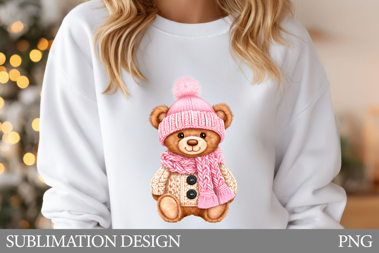 Cute Bear Sublimation. Christmas Bear T-Shirt Design