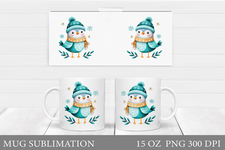 Christmas Bird Mug Design. Christmas Mug Sublimation