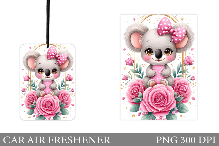 Koala Car Air Freshener Design. Cute Koala Sublimation