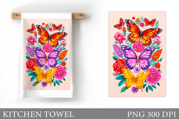 Butterflies Kitchen Towel. Butterflies Sublimation