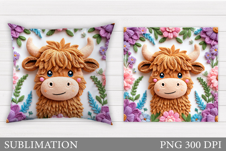 Crochet Cow Pillow Design. Cute Cow Sublimation