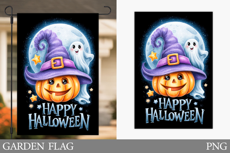 Halloween Garden Flag Design. Halloween Pumpkin Garden Flag