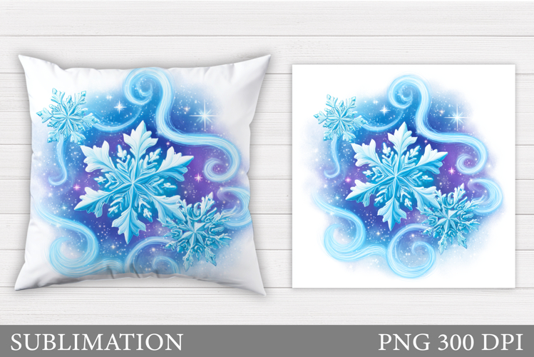 Snowflakes Pillow Design. Christmas Pillow Sublimation