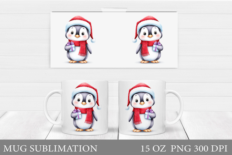 Christmas Penguin Mug Design. Christmas Mug Sublimation