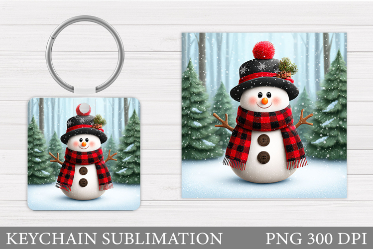 Christmas Snowman Keychain. Christmas Keychain Sublimation