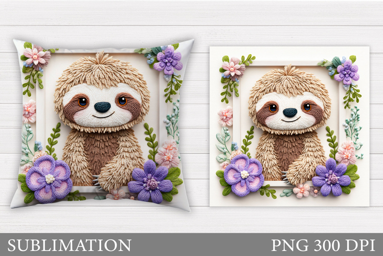 Cute Sloth Pillow Design. Cute Sloth Sublimation