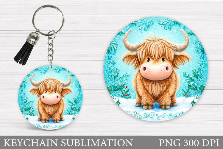 Christmas Cow Keychain. Christmas Keychain Design
