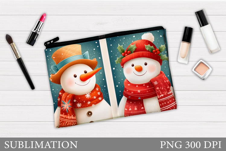 Snowman Cosmetics Bag. Christmas Makeup Bag Sublimation
