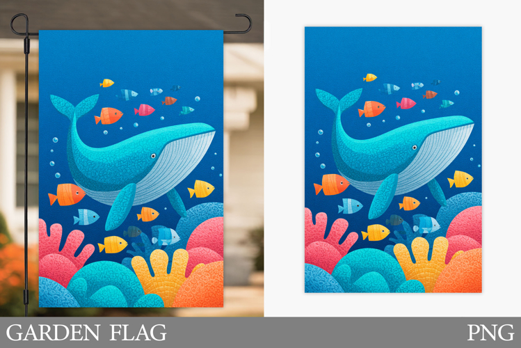 Whale Garden Flag Design. Whale Sublimation