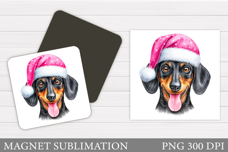 Christmas Dachshund Magnet. Christmas Magnet Design