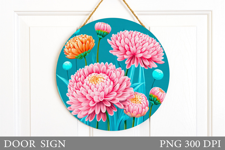 Floral Door Sign Sublimation. Flowers Door Sign Design