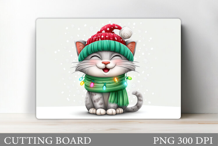 Christmas Cat Cutting Board. Christmas Cutting Board Design example image 1