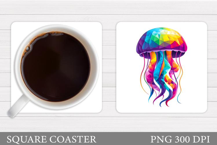 Jellyfish Coaster Design. Sea Coaster Sublimation