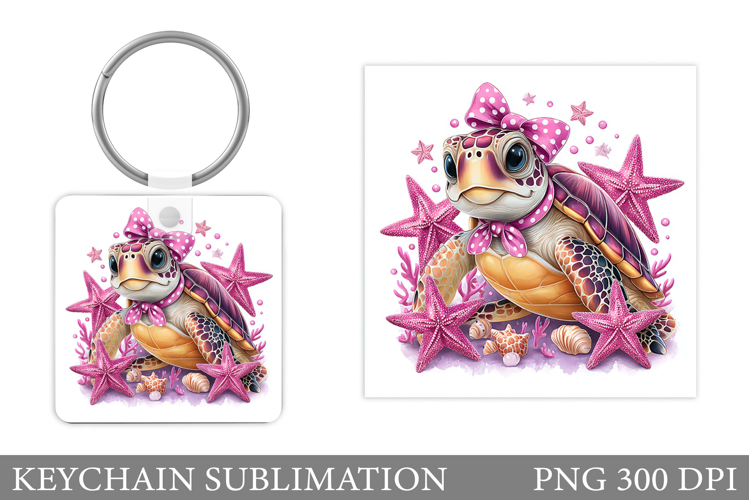 Turtle Keychain Sublimation. Turtle Keychain Design