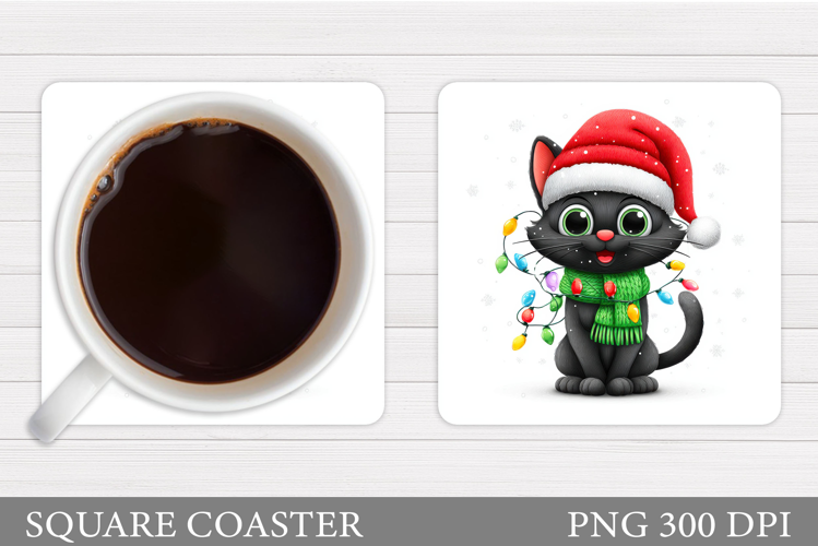 Christmas Cat Coaster Design. Christmas Coaster Sublimation