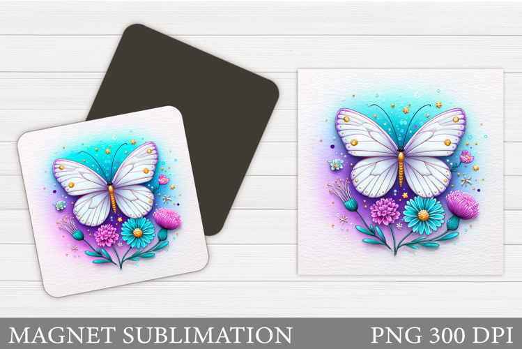 Butterfly Flowers Sublimation. Butterfly Magnet Sublimation