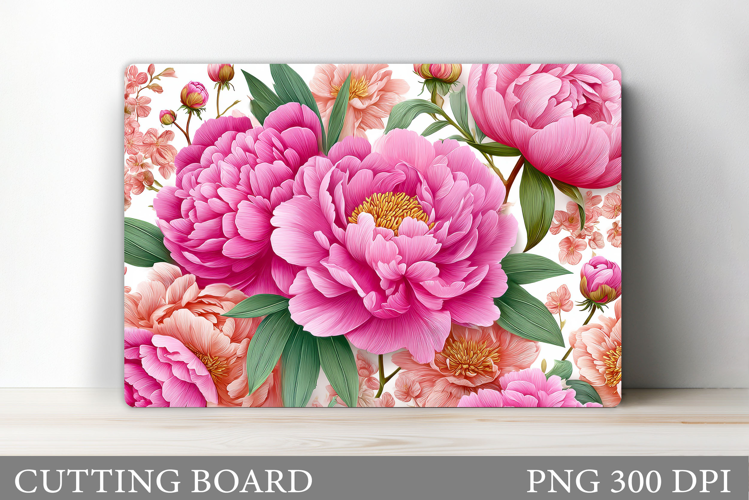 Peony Cutting Board Sublimation. Floral Cutting Board Design