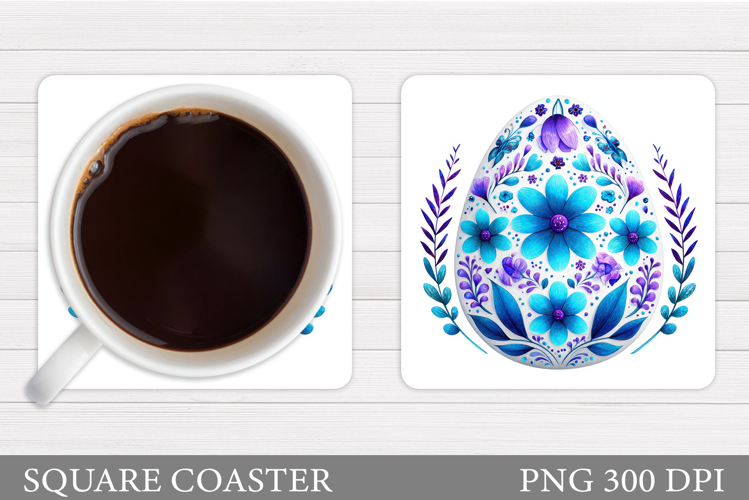 Floral Egg Coaster Sublimation. Easter Coaster Design