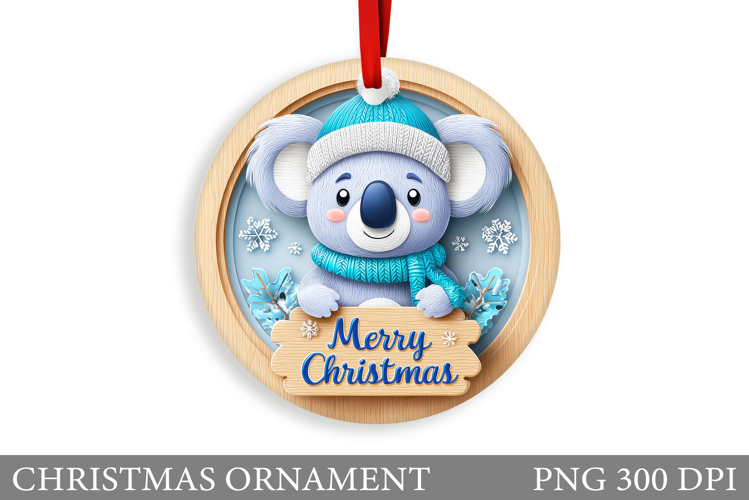 Cute Koala Christmas Ornament. Christmas Koala Sublimation