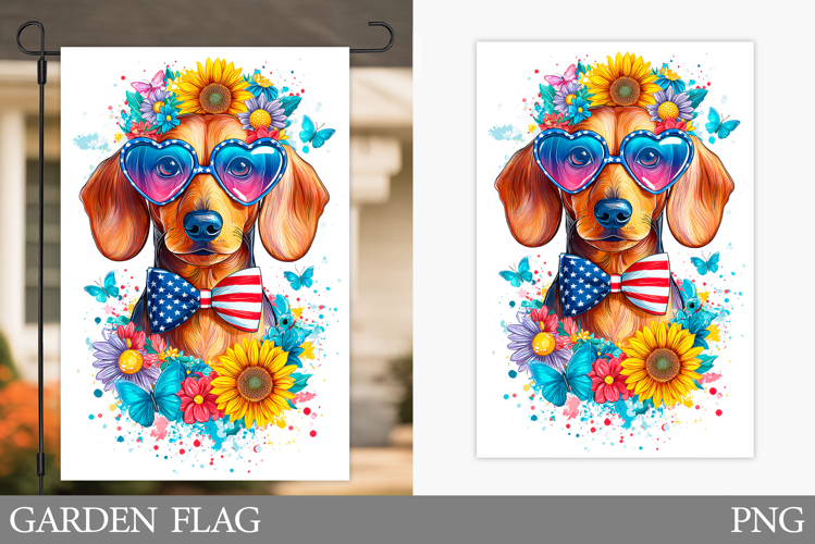 Patriotic Dog Garden Flag. Patriotic Garden Flag Design