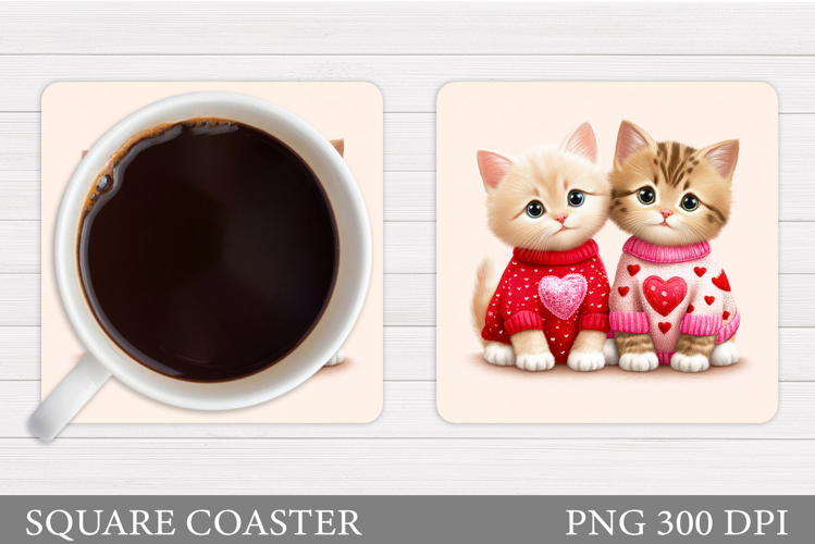 Valentines Cat Coaster. Valentines Coaster Sublimation