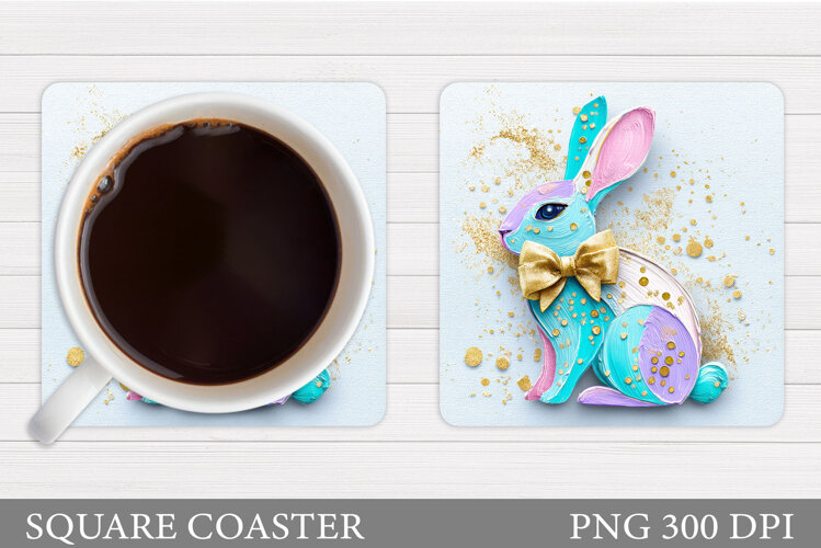 Cute Bunny Coaster Design. Cute Bunny Sublimation example image 1
