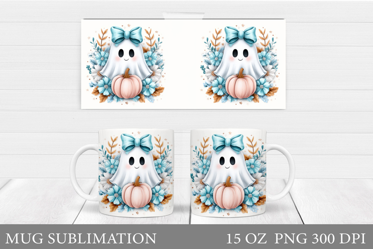 Cute Ghost Mug Design. Cute Halloween Mug Sublimation