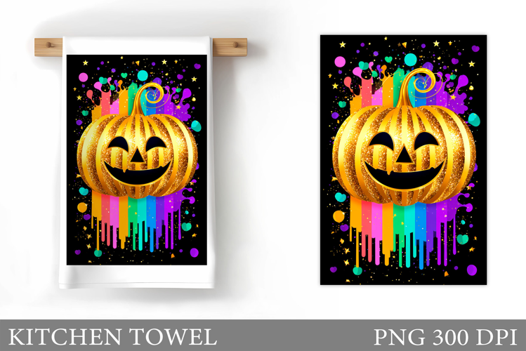 Halloween Pumpkin Kitchen Towel. Halloween Sublimation