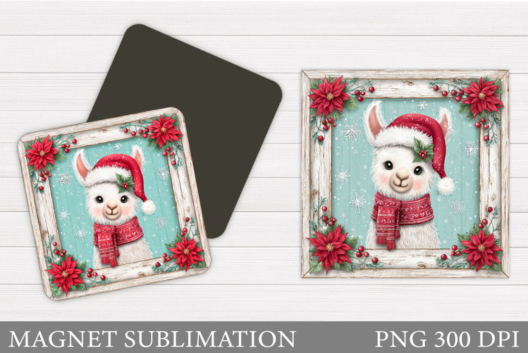 Christmas Lama Magnet. Christmas Magnet Sublimation