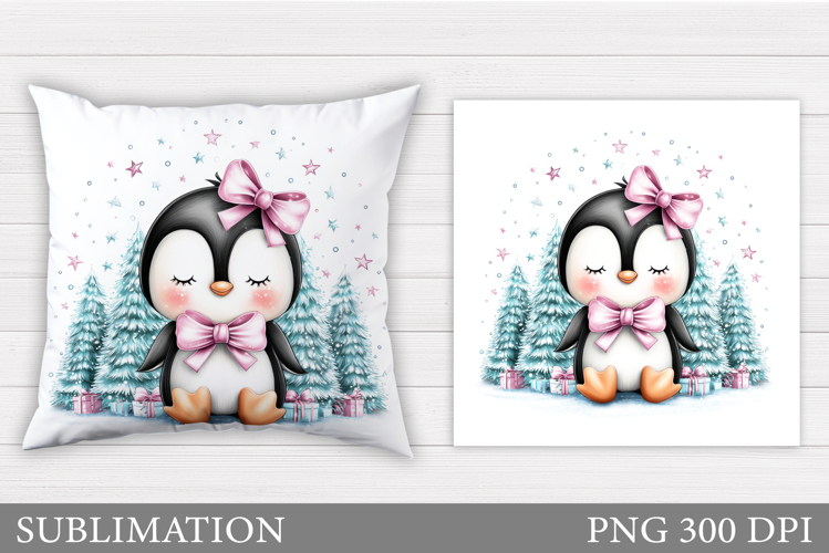 Christmas Penguin Pillow. Christmas Pillow Design