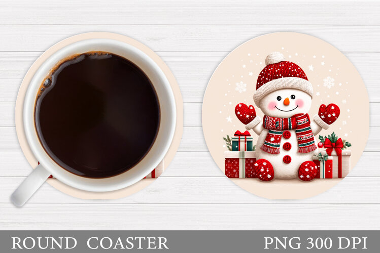 Cute Snowman Coaster Design. Christmas Coaster Sublimation example image 1
